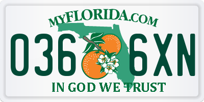 FL license plate 0366XN