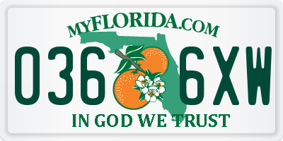 FL license plate 0366XW