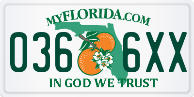 FL license plate 0366XX