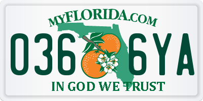 FL license plate 0366YA