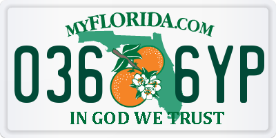 FL license plate 0366YP