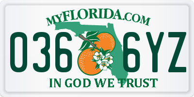 FL license plate 0366YZ