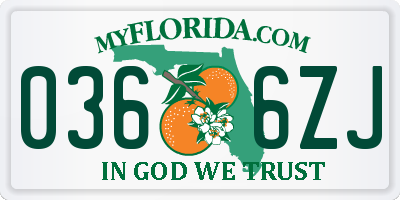 FL license plate 0366ZJ