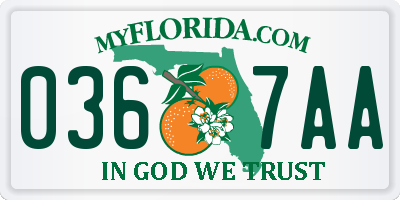 FL license plate 0367AA