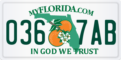 FL license plate 0367AB