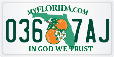 FL license plate 0367AJ