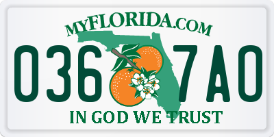 FL license plate 0367AO