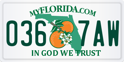 FL license plate 0367AW