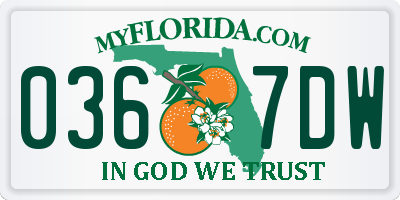 FL license plate 0367DW