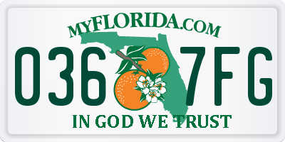 FL license plate 0367FG