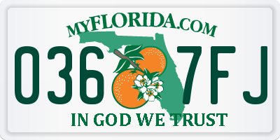 FL license plate 0367FJ