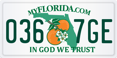 FL license plate 0367GE