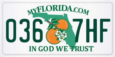 FL license plate 0367HF