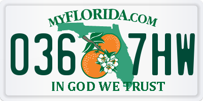 FL license plate 0367HW