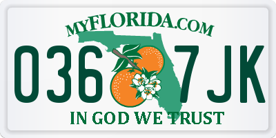 FL license plate 0367JK