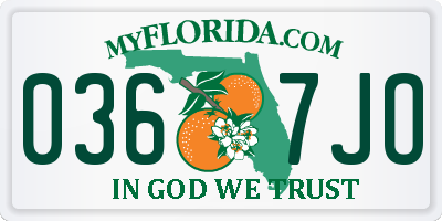 FL license plate 0367JO