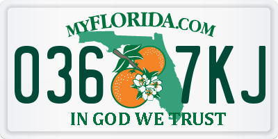 FL license plate 0367KJ