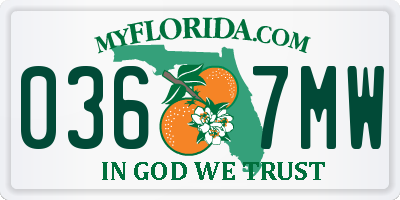 FL license plate 0367MW