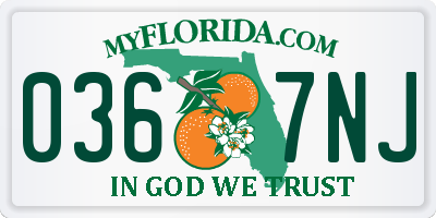 FL license plate 0367NJ
