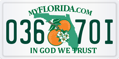 FL license plate 0367OI