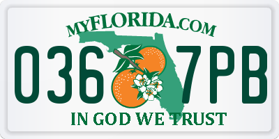 FL license plate 0367PB