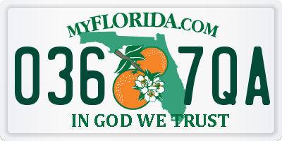 FL license plate 0367QA