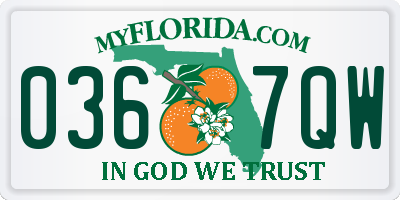 FL license plate 0367QW