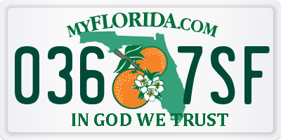 FL license plate 0367SF