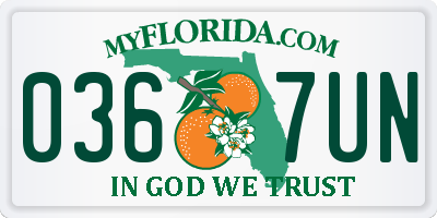 FL license plate 0367UN