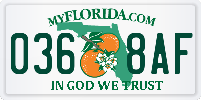 FL license plate 0368AF