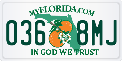 FL license plate 0368MJ