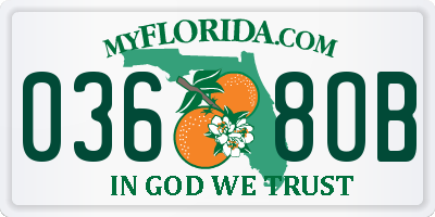 FL license plate 0368OB
