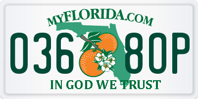 FL license plate 0368OP