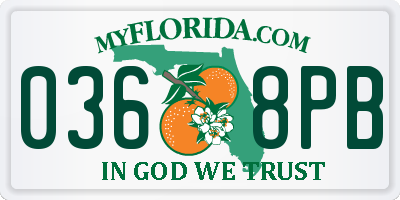 FL license plate 0368PB