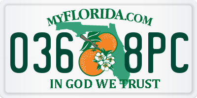 FL license plate 0368PC