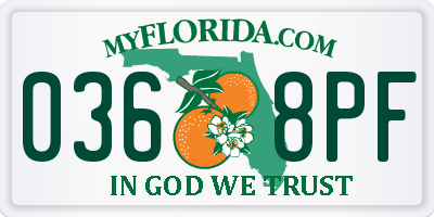 FL license plate 0368PF