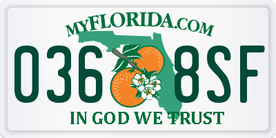 FL license plate 0368SF