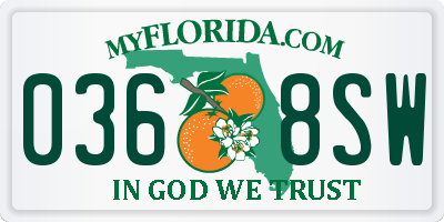 FL license plate 0368SW