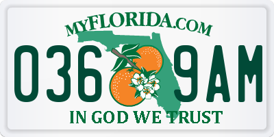 FL license plate 0369AM