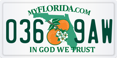 FL license plate 0369AW