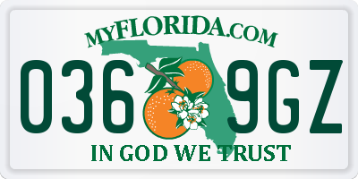 FL license plate 0369GZ