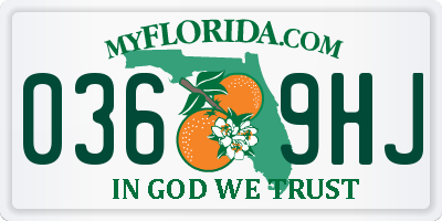 FL license plate 0369HJ