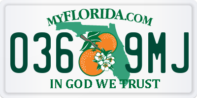 FL license plate 0369MJ