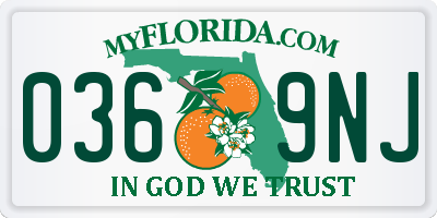 FL license plate 0369NJ
