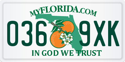 FL license plate 0369XK