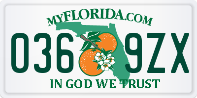 FL license plate 0369ZX