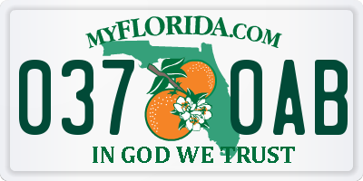 FL license plate 0370AB