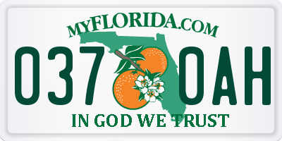 FL license plate 0370AH