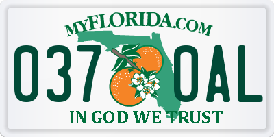 FL license plate 0370AL