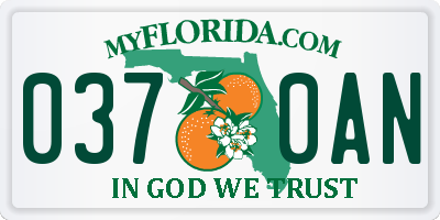 FL license plate 0370AN